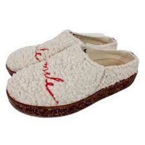 ED Ellen DeGeneres Smile Tillie Cork Slipper Women's size 8.5 Cream Sherpa Lined